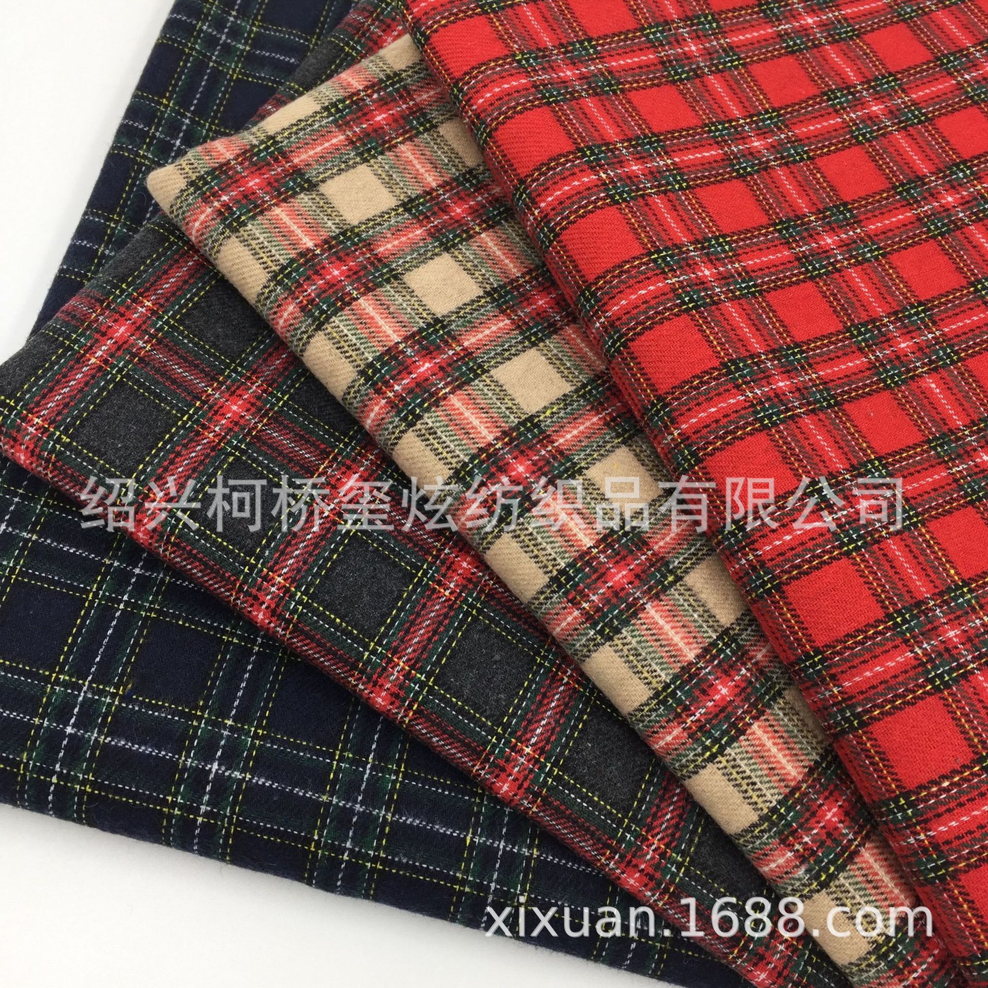 新款全棉格子面料 色织格子单面磨毛格子布   色织布 现货