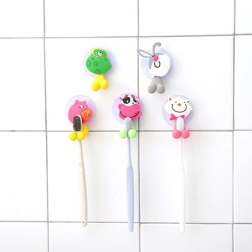 Creative cute suction cup toothbrush holder cartoon animal home children's wall-mounted toothbrush holder suction wall-mounted animal toothbrush holder
