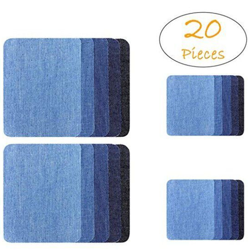 Color rectangular imitación Denim parche de planchado parche rodilla codo parche decorativo parche de tela de corte casual