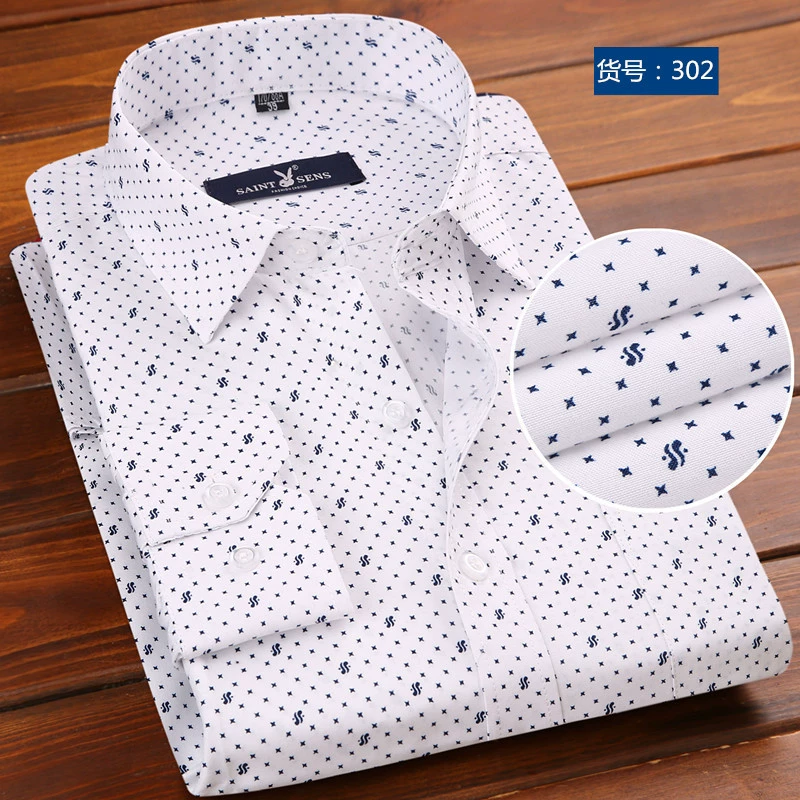 Shirt, for middle-aged man, floral print, Korean style