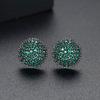 Crystal earings, copper earrings, spherical zirconium, micro incrustation, European style, wholesale