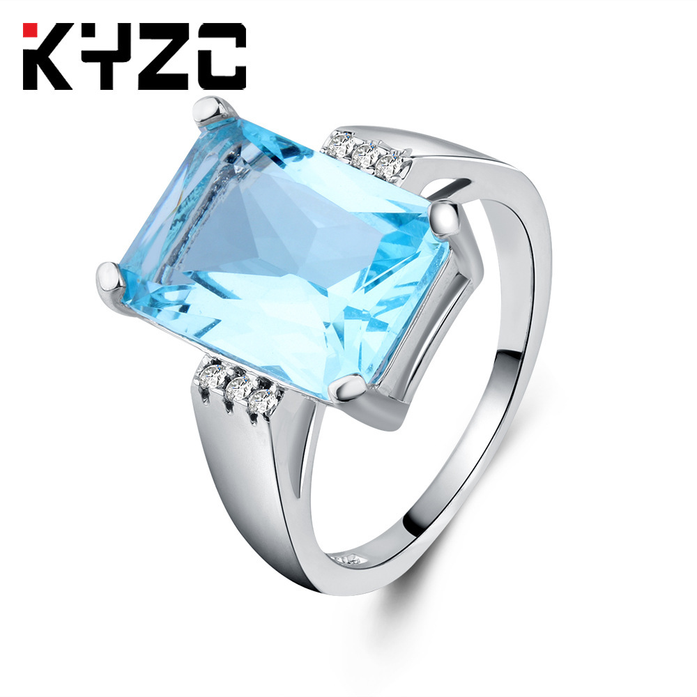 Cross-border e-commerce hot sale European and American fashion luxury Topaz engagement ring sapphire ring jewelry wholesale