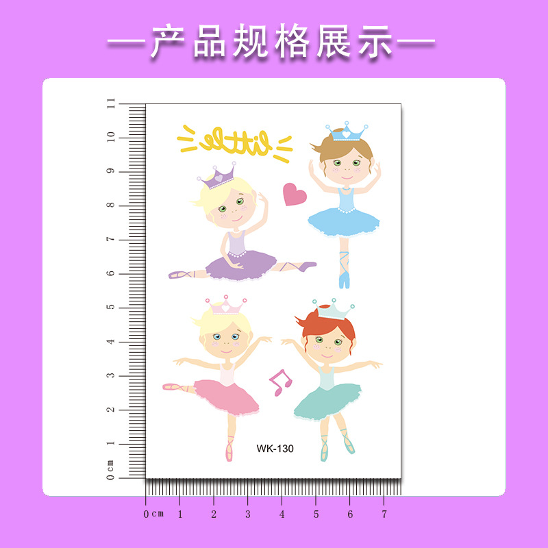 Tatuajes Temporales Infantiles de Ballet y Princesa de Papel de Transferencia de Agua, Decorativo, para Fiestas