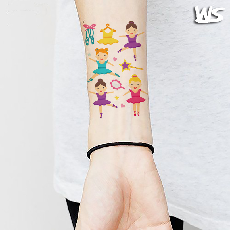Tatuajes Temporales Infantiles de Ballet y Princesa de Papel de Transferencia de Agua, Decorativo, para Fiestas
