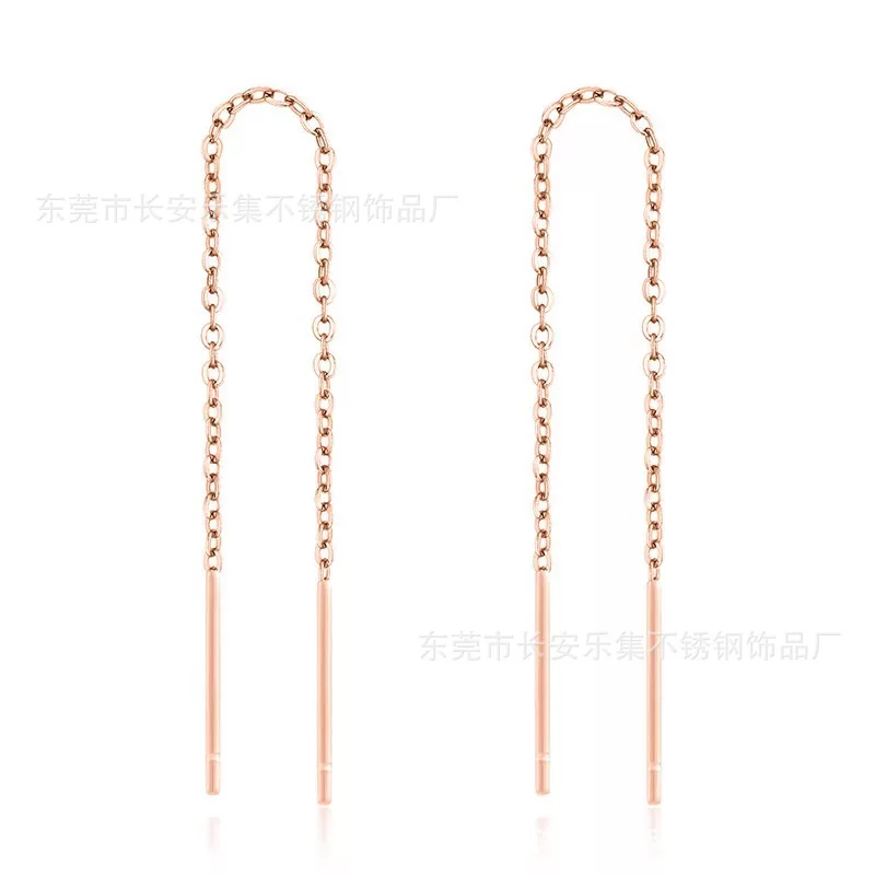 Earrings stainless steel, long accessory, factory direct supply, Korean style, simple and elegant design, wholesale