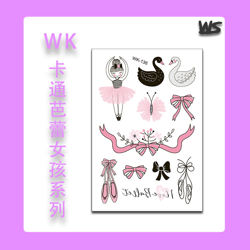 Tatuajes Temporales Infantiles de Ballet y Princesa de Papel de Transferencia de Agua, Decorativo, para Fiestas