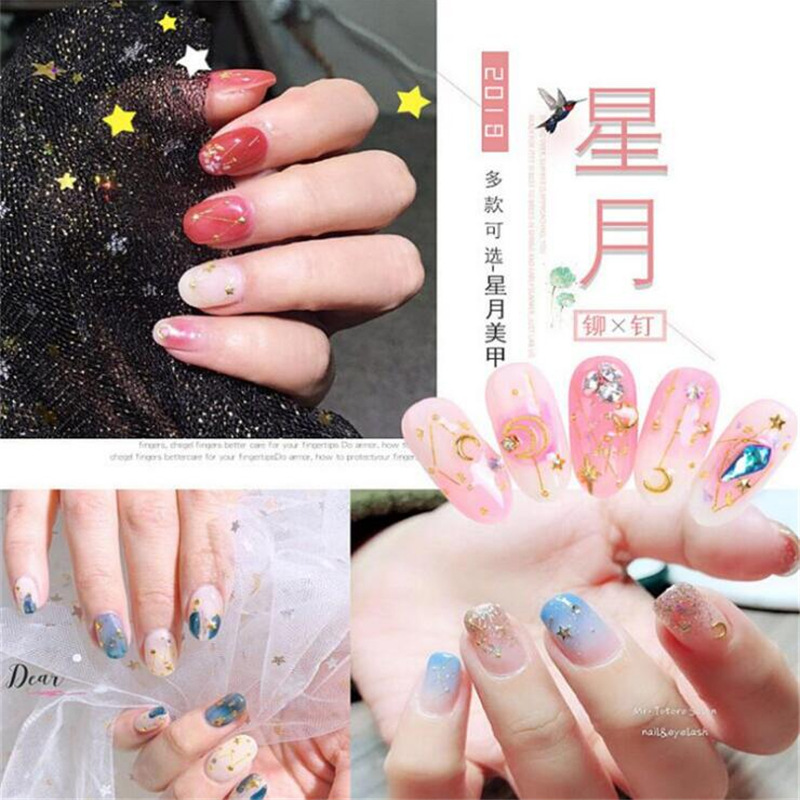 Joyería de uñas transfronteriza estrella Luna remache japonés aleación hueca decoración de uñas remache joyería ventas directas de la fábrica