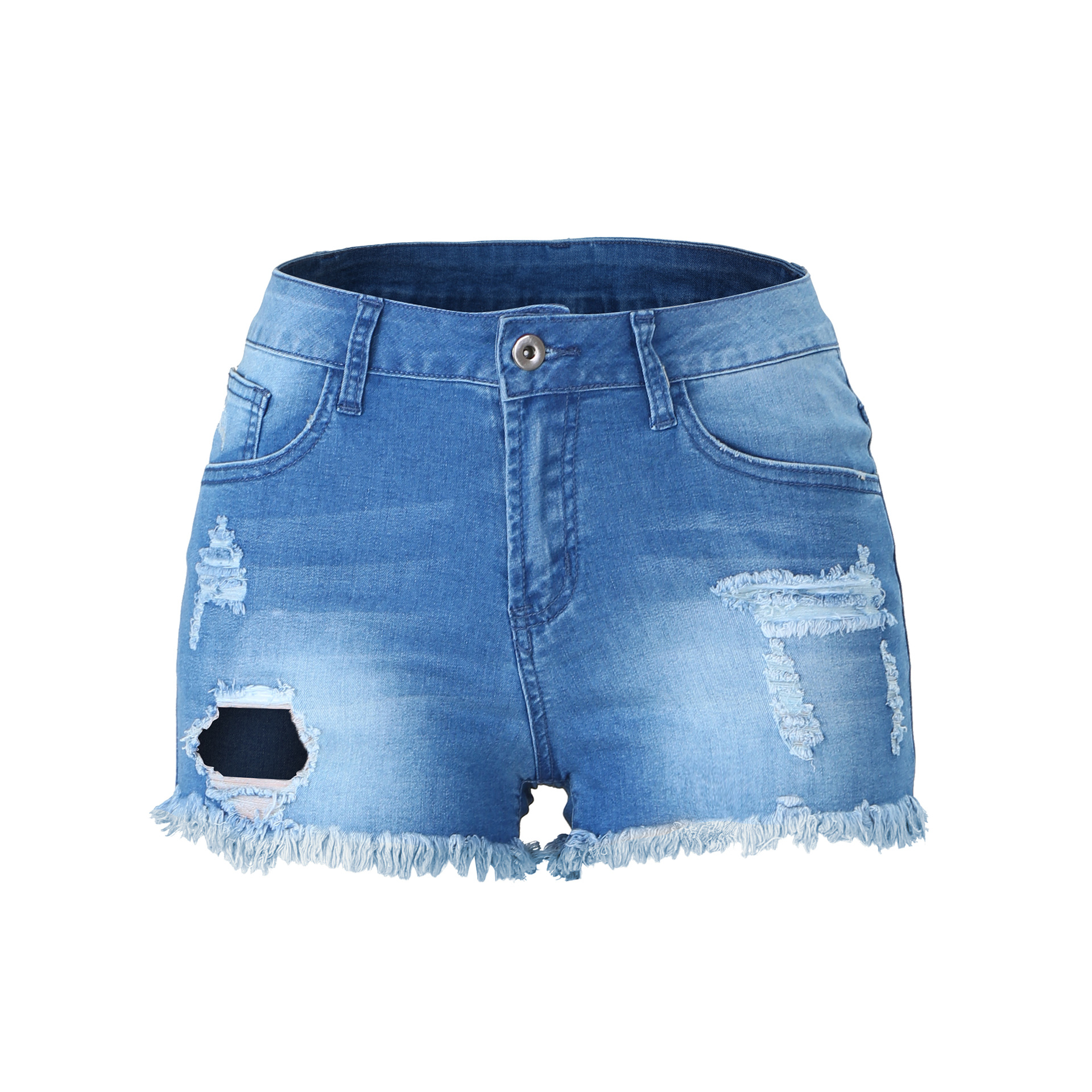 Shorts Vaqueros Desgastados con Flecos para Mujer, Primavera 2025, Comercio Exterior Transfronterizo, Venta en Amazon, Disponibles