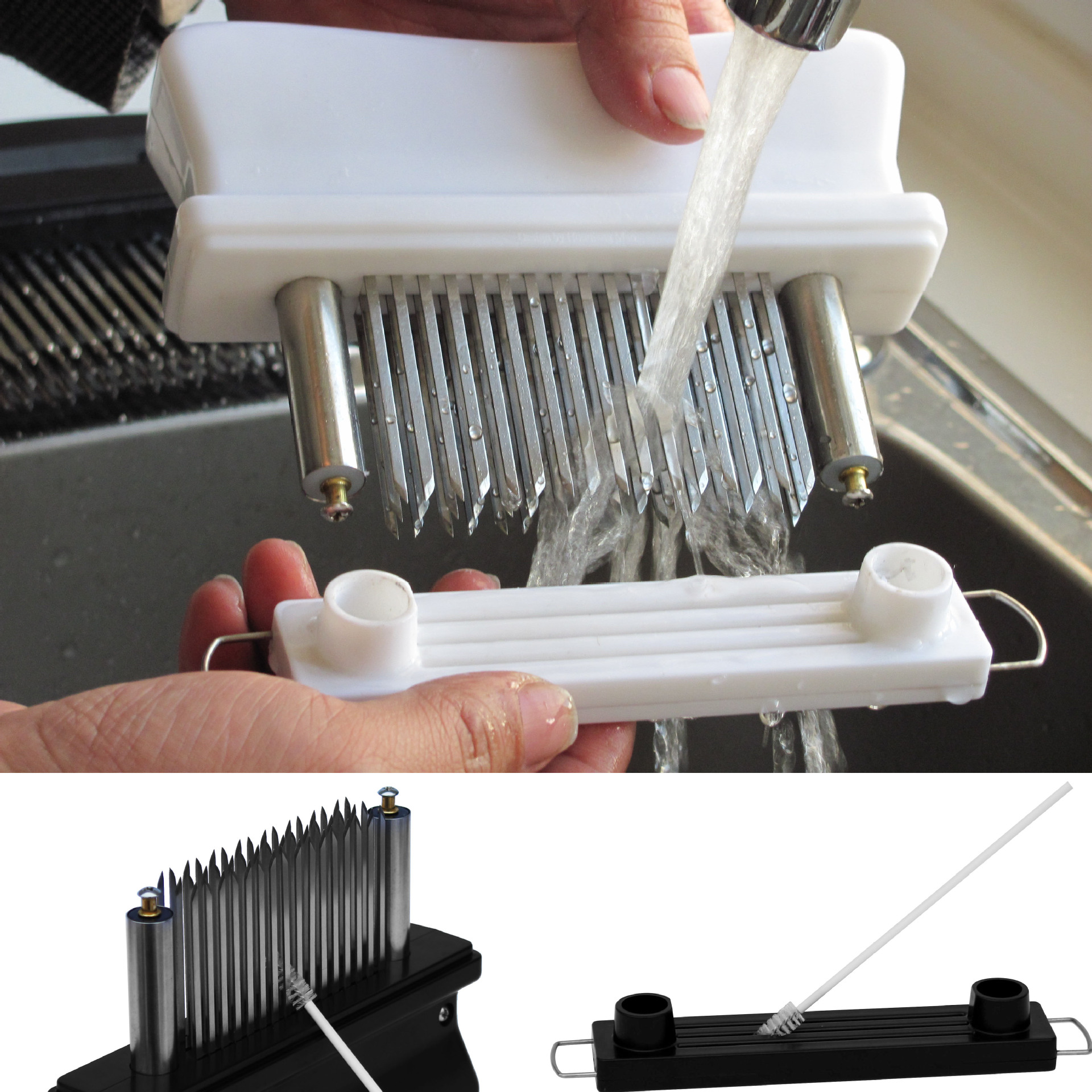 10B48 de acero inoxidable aguja de pino tierna carne aguja de carne fila aguja de costilla rota cuchillo ablandador de carne extraíble y lavable