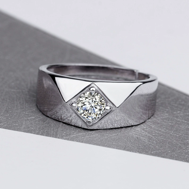 Copper one size men's creative accessory with zircon, wedding ring, Japanese and Korean, light luxury style, simple and elegant design