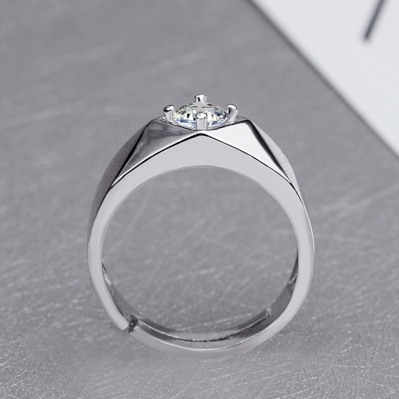 Copper one size men's creative accessory with zircon, wedding ring, Japanese and Korean, light luxury style, simple and elegant design