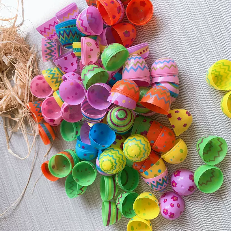印花彩蛋 复活节彩蛋 印图彩蛋 开口蛋 塑料印花开口蛋创意金蛋