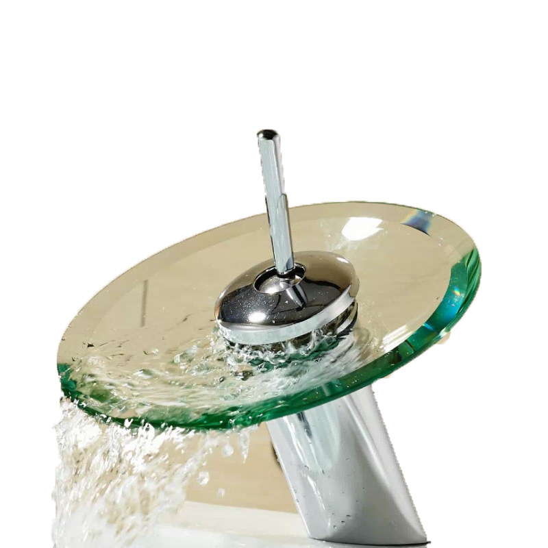 Fábrica al por mayor caliente y fría vidrio cascada grifo hogar Baño lavabo cascada grifo Amazon e-commerce superficie