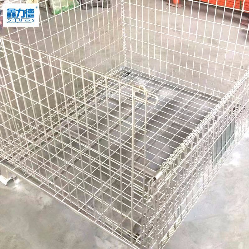 内蒙古仓库移动货架 站脚折叠式仓储笼 不锈钢金属铁框仓储笼批发