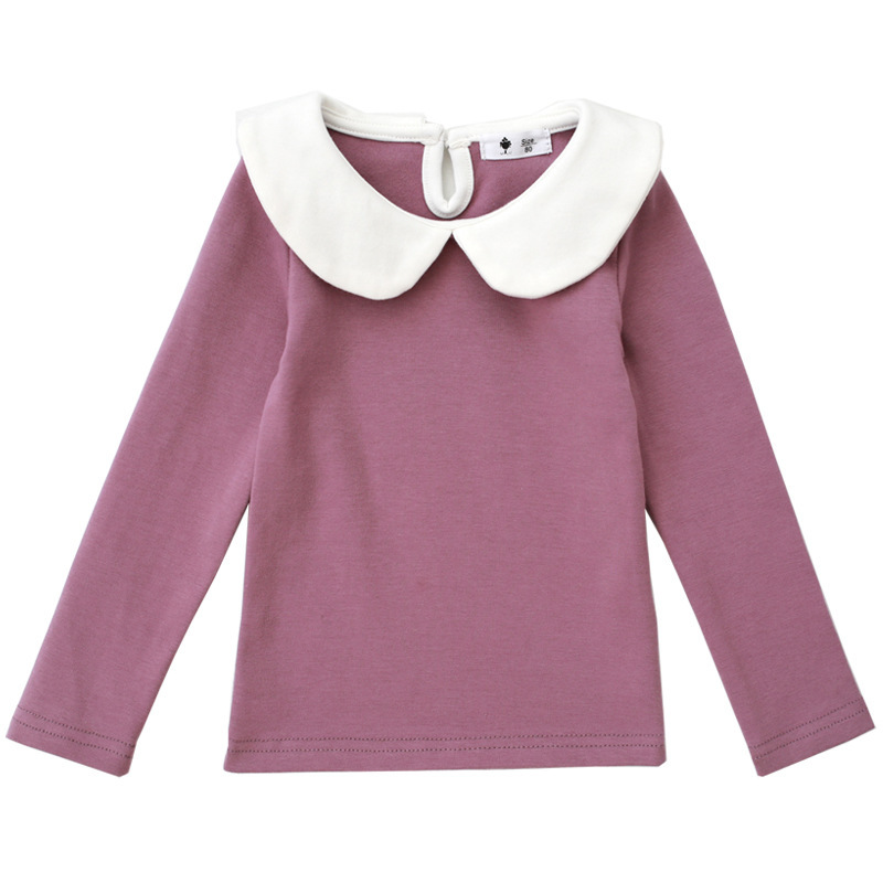 Vestidos de estilo occidental para niñas, tops de manga larga con cuello Peter Pan, capas básicas de primavera/otoño