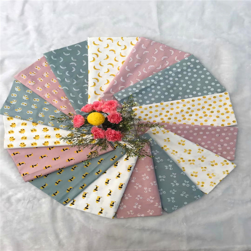 时尚墨兰灰 纯棉斜纹布料 全棉卡通水果动物系列床品棉服手工里布