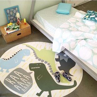 INS Dinosaur Shape Home Mat Children's Room Decorative Floor Mat Round Carpet Baby Game Mat Tent Mat