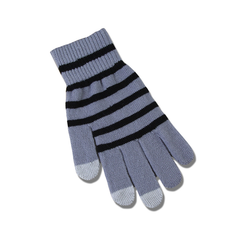 Shunzun pantalla táctil de punto pantalla táctil a rayas guantes de invierno al aire libre a prueba de frío accesorios de ropa al por mayor logotipo personalizable