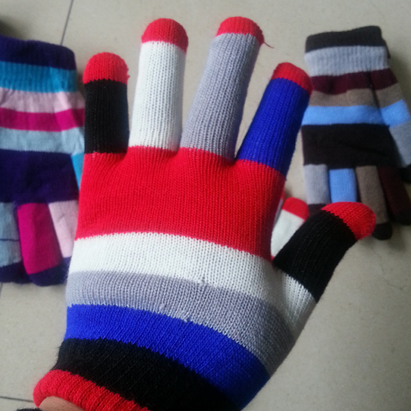 Guantes de punto con lana acrílico 6-color hembra adulto espesado doble capa invierno cálido magia guantes de siesta