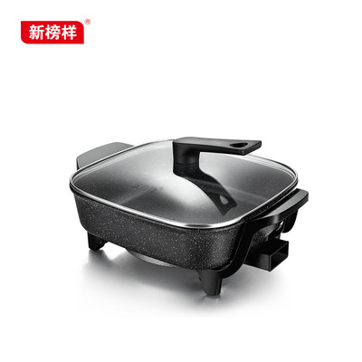 麥飯石新榜樣X1414電火鍋多功能電熱鍋電煮鍋5L麥飯石不粘電炒鍋