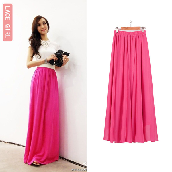 spring shiffon long skirt
