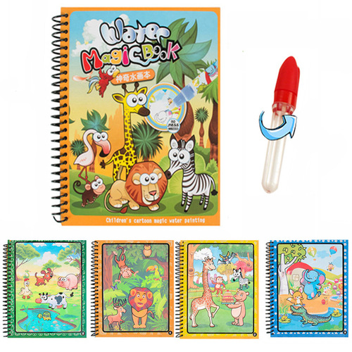 Cross-border children's early education water painting book repeated graffiti clear water magic water painting book color painting cycle painting learning card