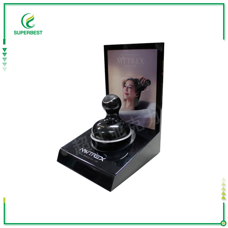 亚克力头部按摩仪展示架 有机玻璃发光展架 商城展会用按摩仪展台