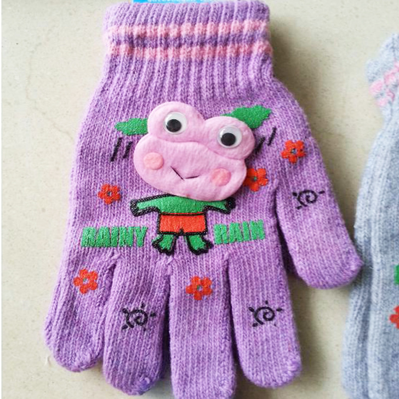 Promoción de la fábrica exquisitos guantes de regalo creativo lindo flor picking Rana hembra adultos guantes de lana de punto