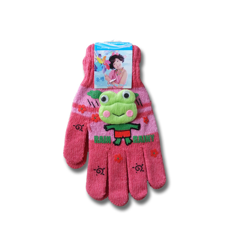 Promoción de la fábrica exquisitos guantes de regalo creativo lindo flor picking Rana hembra adultos guantes de lana de punto