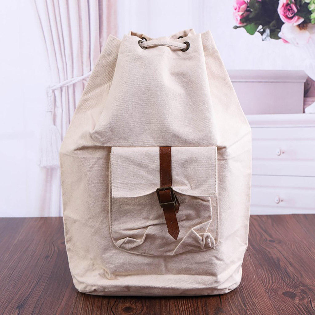 帆布单肩背包 广州厂家直供可印logo环 保旅行背包大容量收纳背包