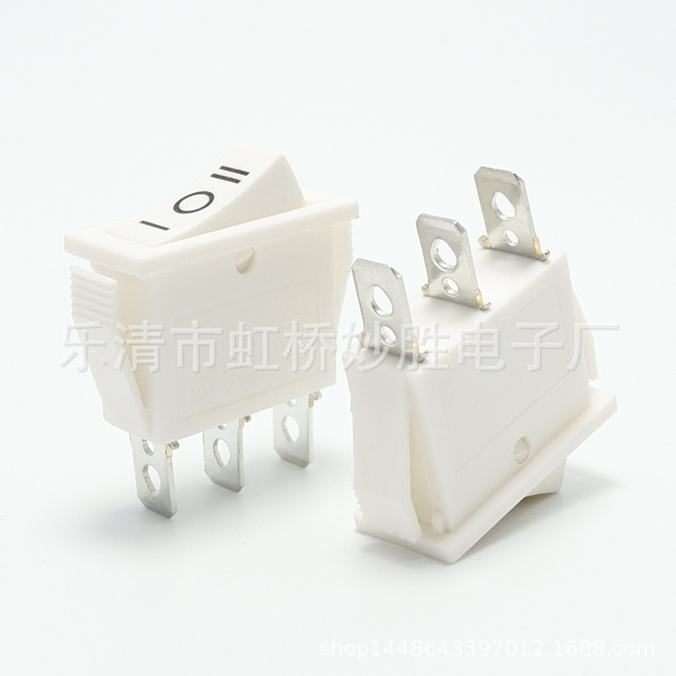 供应3档3脚 船型开关KCD3全白色电源开关铜脚 31*14 翘班船形开关