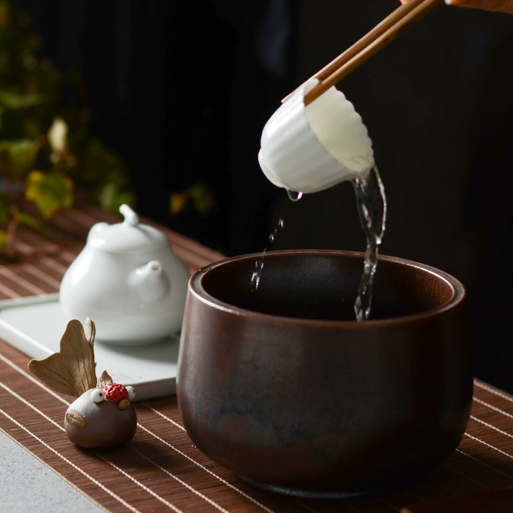 晴先生 Jingdezhen ручная окрашенная керамическая шлаковая ведро, раковина для стока воды из Jianshui, древняя чайная церемония