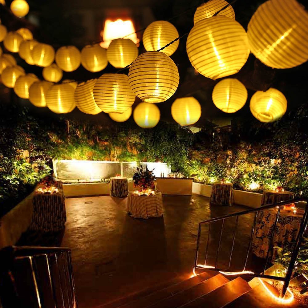 太阳能LED灯笼串灯防水户外圣诞灯串庭院花园婚礼派对装饰彩灯