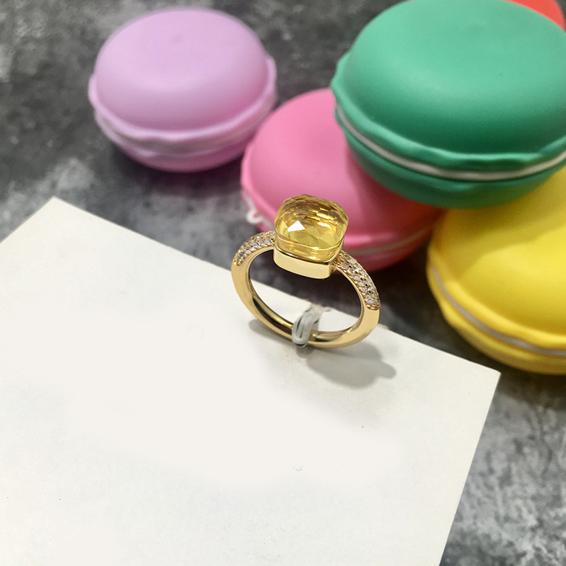 韓国版不規則な多面宝石スタイルロンドンブルークリスタルダイヤモンド人差し指リングエメラルドリング男性と女性用