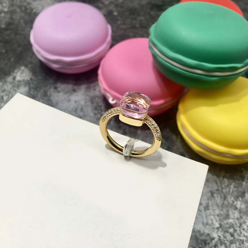 韓国版不規則な多面宝石スタイルロンドンブルークリスタルダイヤモンド人差し指リングエメラルドリング男性と女性用