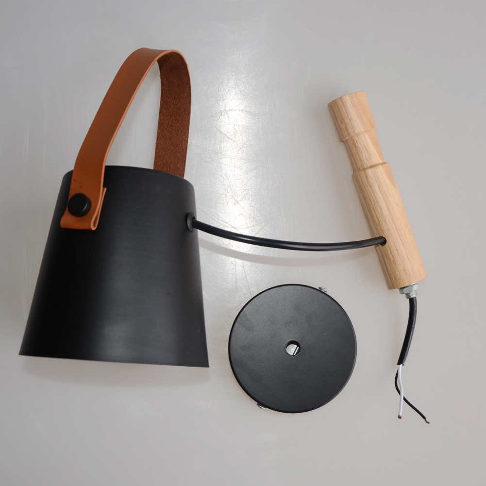 Moderno minimalista dormitorio lámpara de noche creativa de madera estudio escaleras Fondo lámpara de pared restaurante pasillo cinturón pequeña lámpara de pared