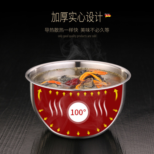 SSGP steamed egg bowl 304 stainless steel household bird's nest dessert bowl with lid egg custard steamed rice soup cup stew bowl