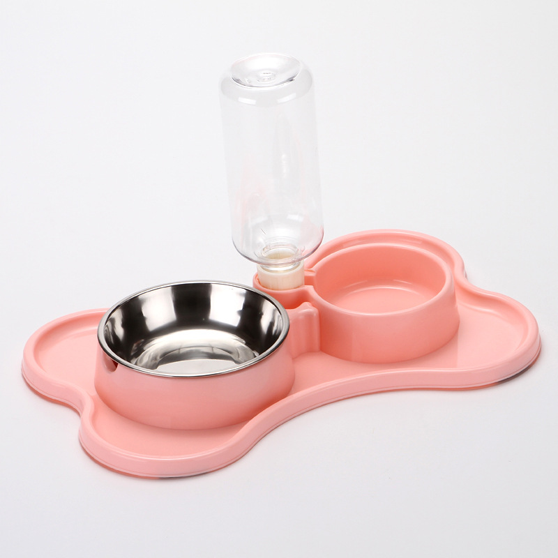 Suministro directo de fábrica nuevo Pet Bowl gato tazón antideslizante a prueba de fugas PET doble tazón automático de doble uso tazón de comida para mascotas