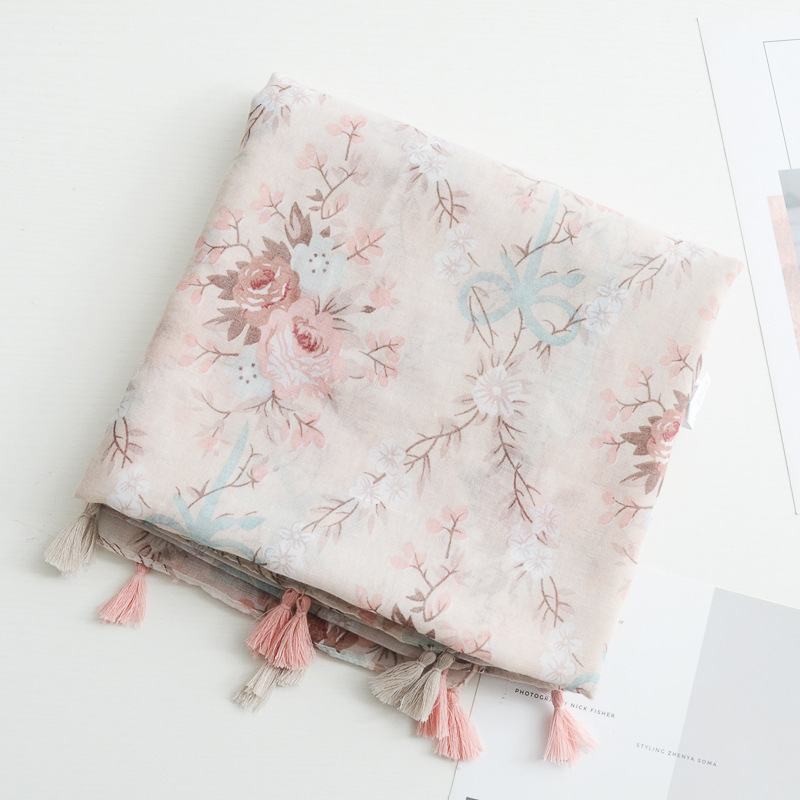 Bufanda decorativa artística fresca de estilo japonés bufanda larga 2019 nuevo comercio exterior transfronterizo exportación fina bufanda de algodón y lino