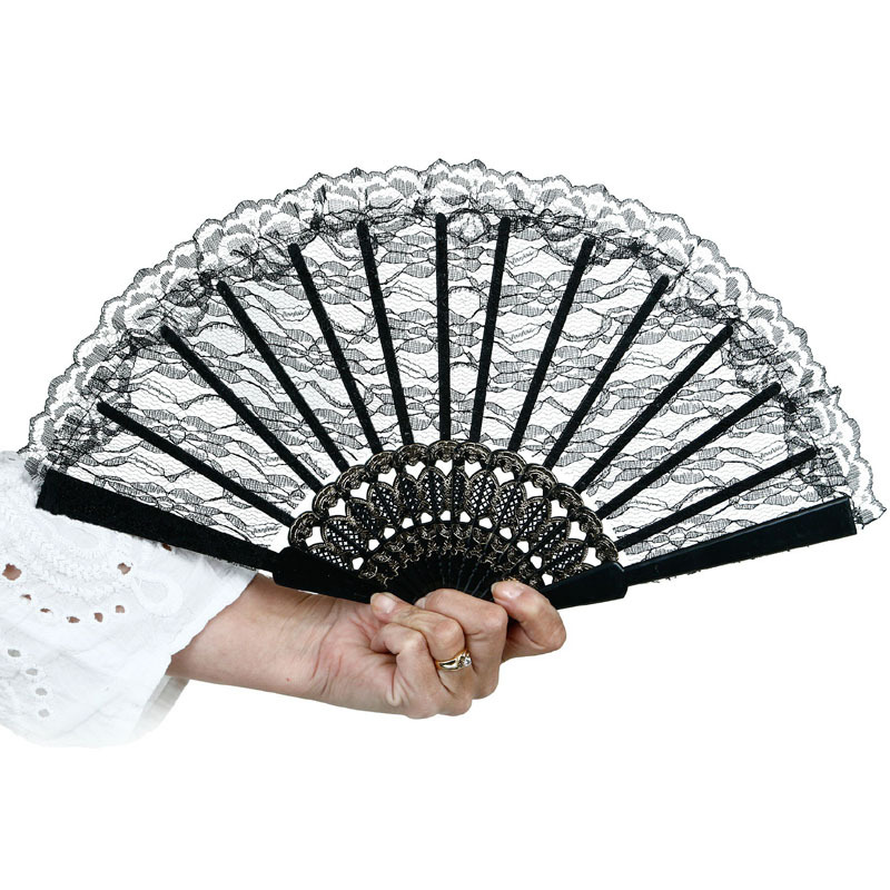 Hay en stock ventilador de encaje de plástico Strand encaje ventilador de encaje negro AliExpress exclusiva de una pieza de entrega 2