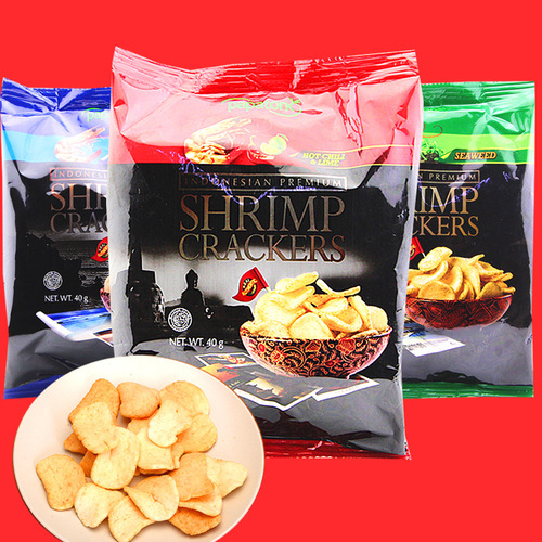 Southeast Asian Leisure Snacks, Indonesian Import Papatonk Pah-pah-tong Shrimp Chips, Bestselling Puffed Snack 40g