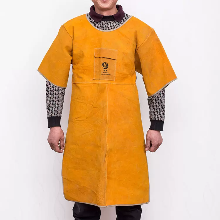 无领短袖反穿衣电焊防护服厂家隔热防烫焊接工作服牛皮焊工服