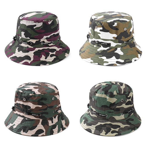 Fisherman Hat Women's Korean Version Solid Color Breathable Fashion Camouflage Sunshade Basin Hat Spring and Summer Sun Protection Reversible Sun Hat