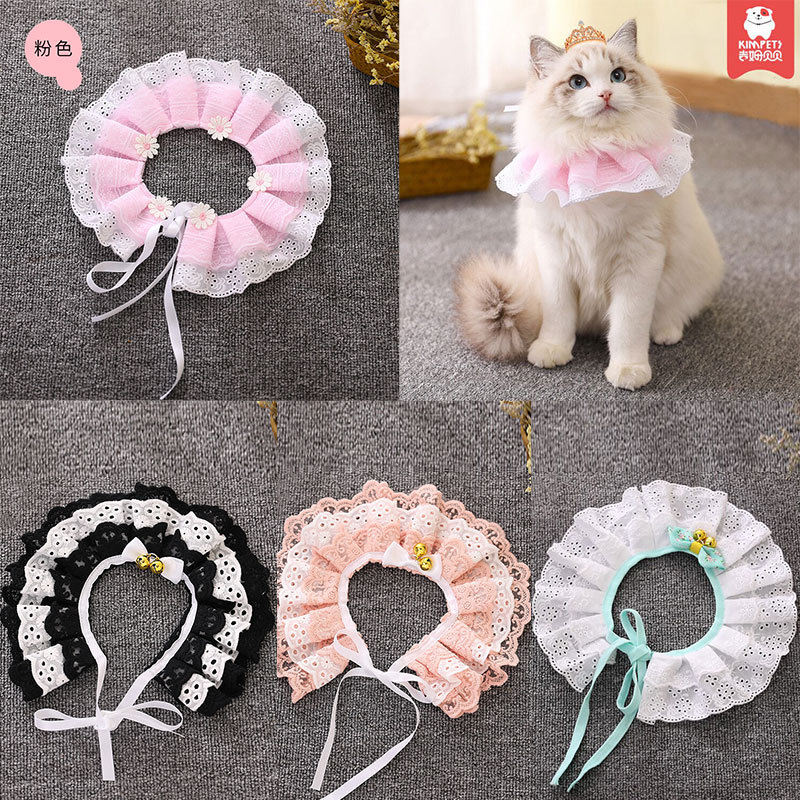 Japón estilo japonés y collar de gato de viento para mascotas perros perros pequeños collar de campana collar de arco de encaje