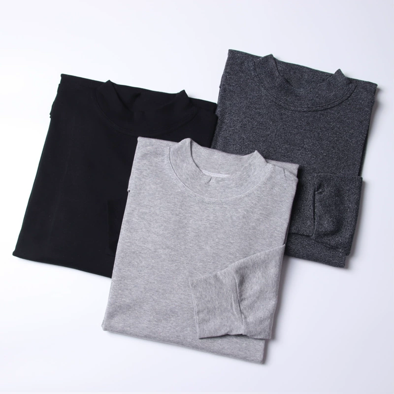 Мужская хлопчатобумажная осенняя одежда с высоким воротником, эластичная осенняя одежда среднего и пожилого возраста с длинными рукавами, толстая нить, хлопок утолщение