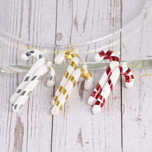 圣诞节装饰品6个/包彩色塑料圣诞拐杖圣诞树装饰挂件小号糖果拐杖