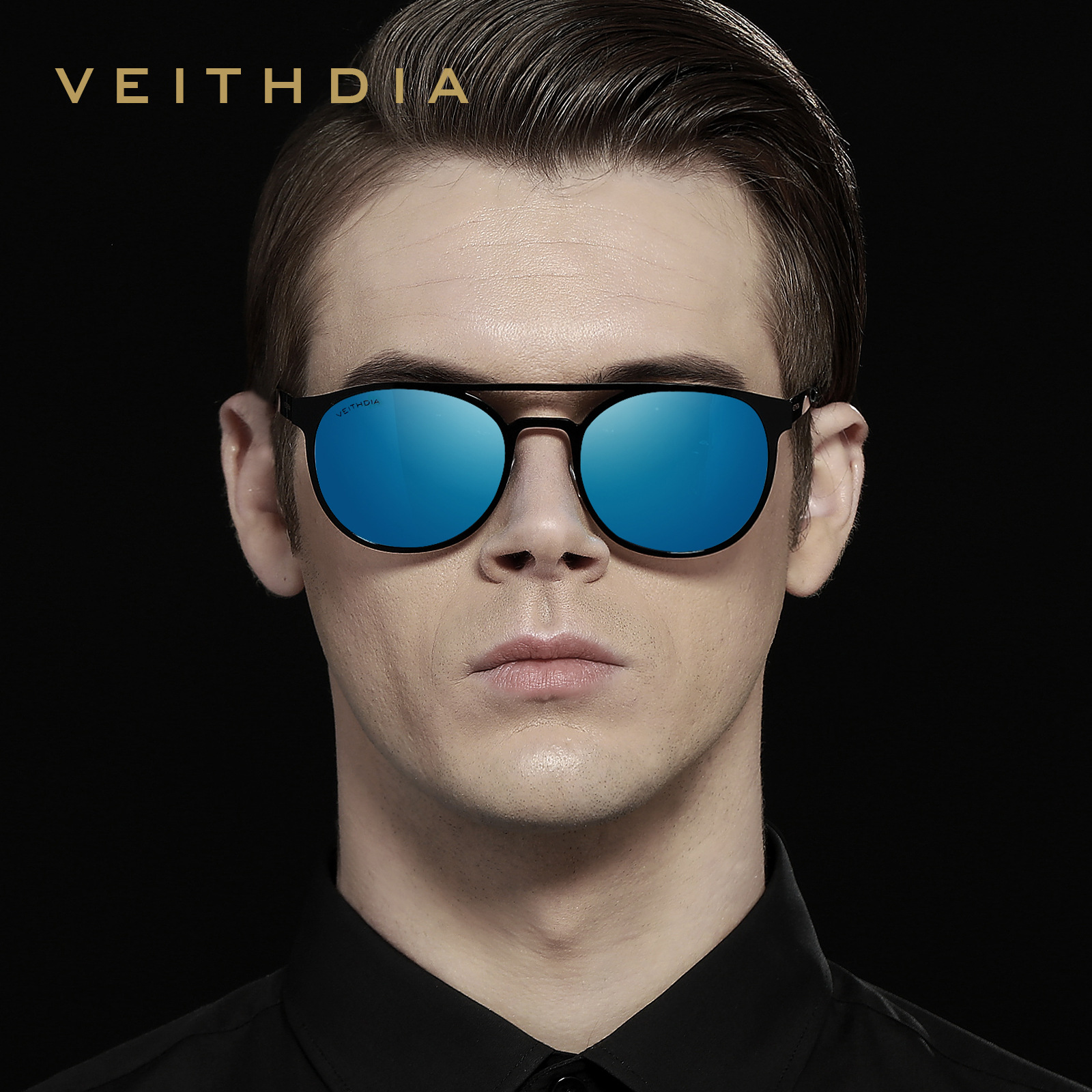 VEITHDIA hombres y mujeres retro gafas de sol polarizadas de acero inoxidable Tridimensional tallada gafas de sol de la marca de suministro directo 3900