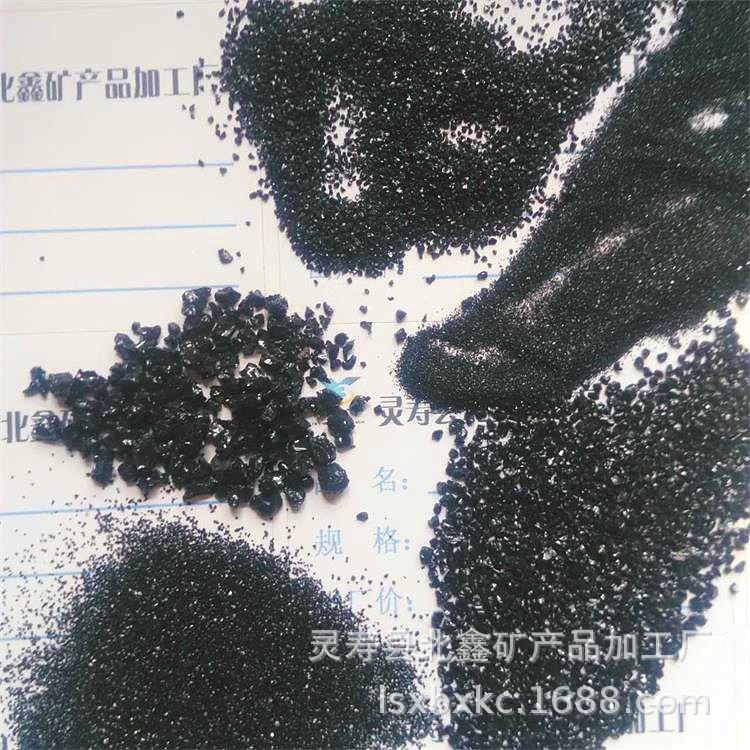 供应仓库停车场用耐磨黑色金刚砂地坪砂高密度喷砂除锈金刚砂