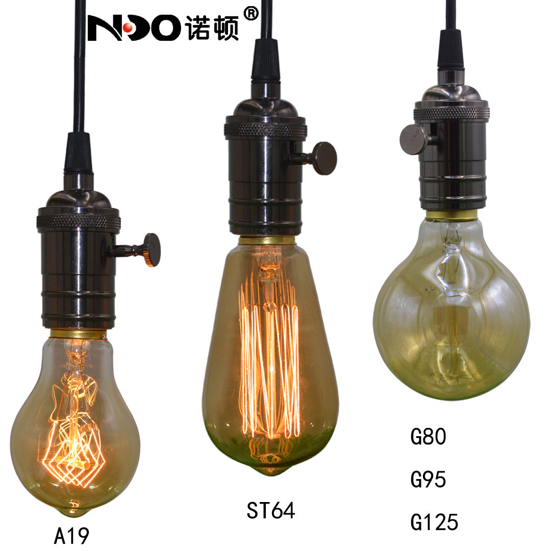 钨丝ST64 爱迪生复古光源 装饰创意灯泡 咖啡店跨境碳丝 40W传统