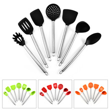 厂家批发不锈钢硅胶厨具套装耐热铲勺厨房烹饪厨具厨具七件套